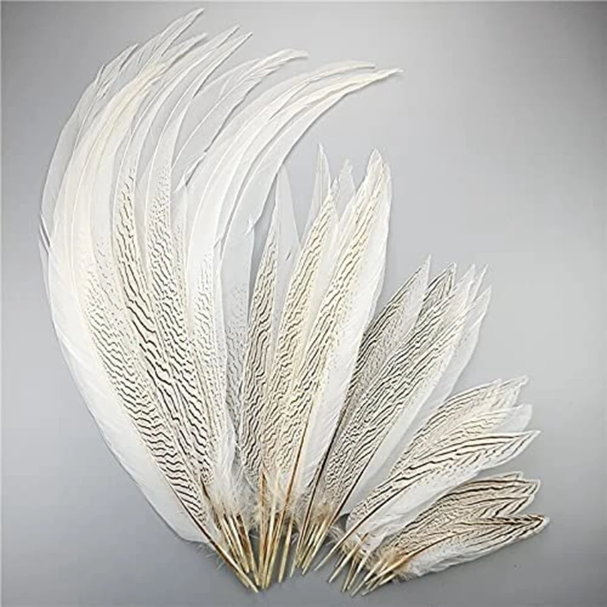 Натуральные серебряные Искусственные белые перья фазана для рукоделия