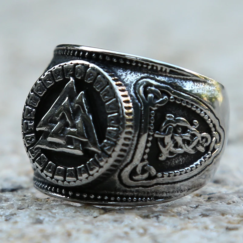 Мужское Скандинавское кольцо викинга из нержавеющей стали руны компас