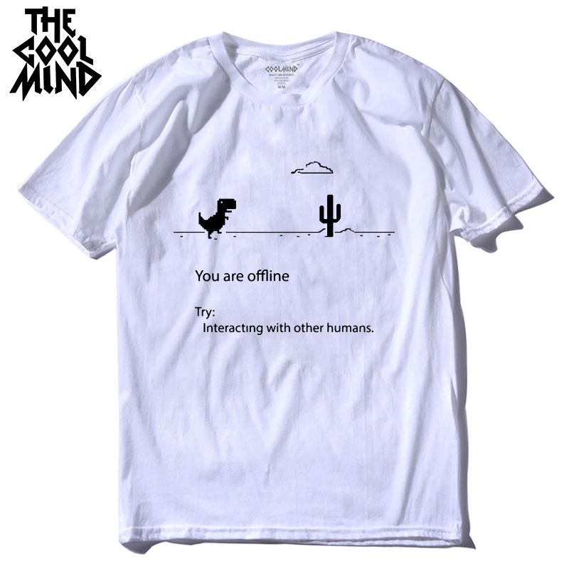 

Мужская футболка COOLMIND, из 100% хлопка, с динозавром, летняя, свободная, забавная