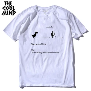 Мужская футболка COOLMIND, из 100% хлопка, с динозавром, летняя, свободная, забавная