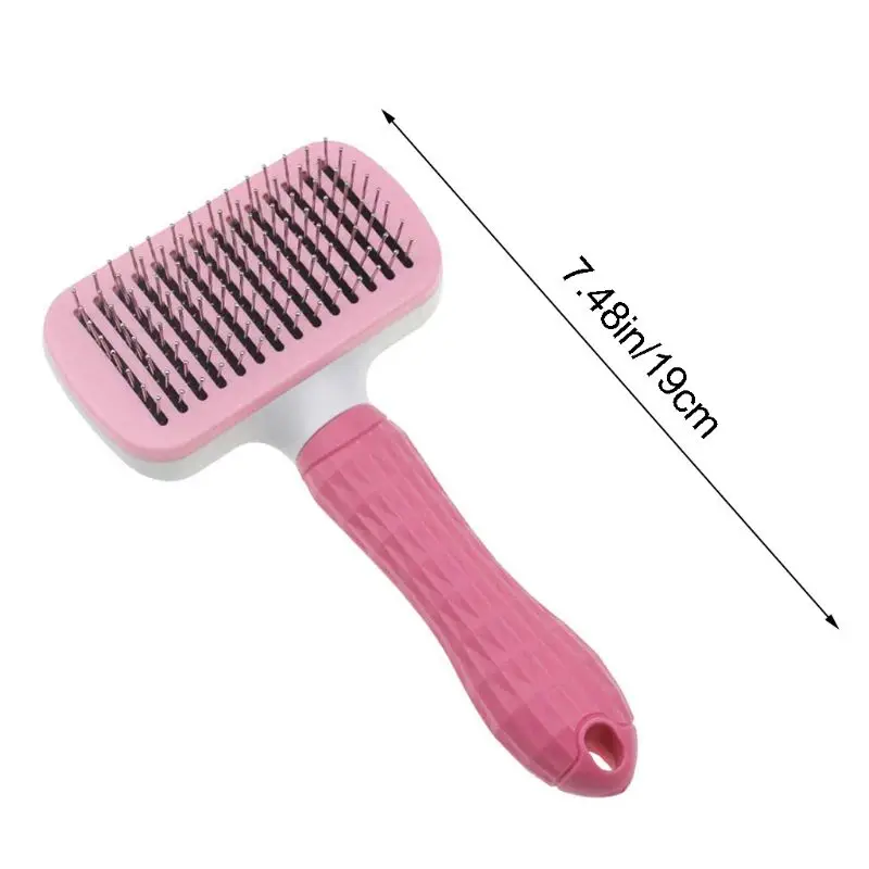 

Pet Grooming Comb Self-cleaning Brush Stainless Steel Pin Shedding Hair Removal Dog Cat Fur Rake Trimmer Cleaning Tool