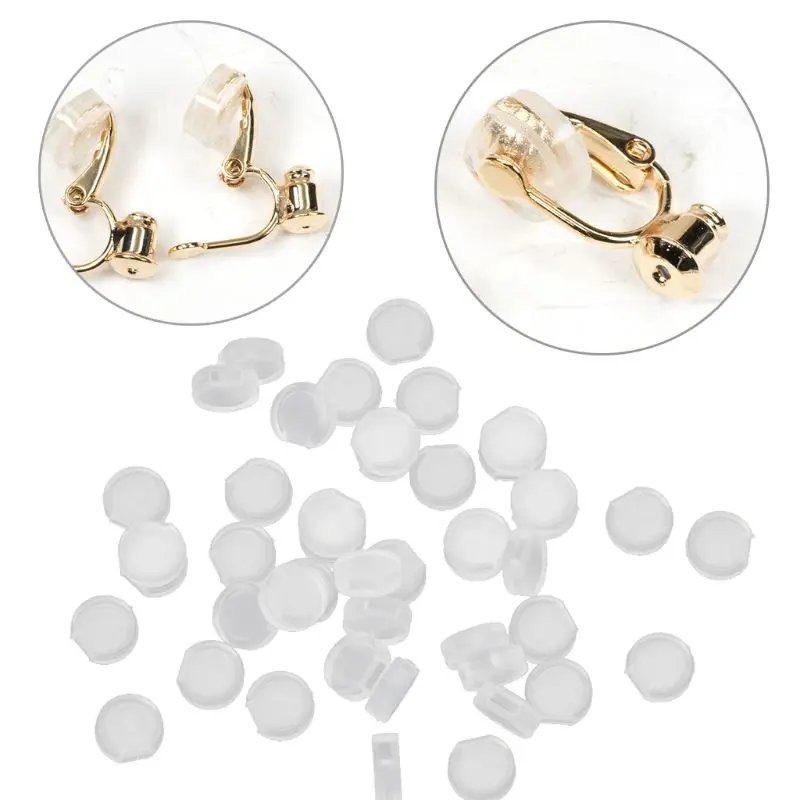 

50Pcs Earring Pads Silicone Comfort Earring Cushions for Clips on Earrings Clear