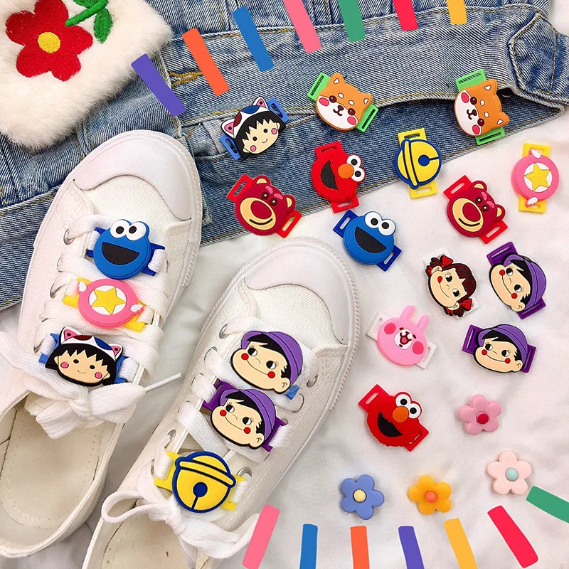 100 pcs/lot Anime Sesame Street bear rabbit girl Lace button cartoon DIY toys Shoes bag decorative pendant