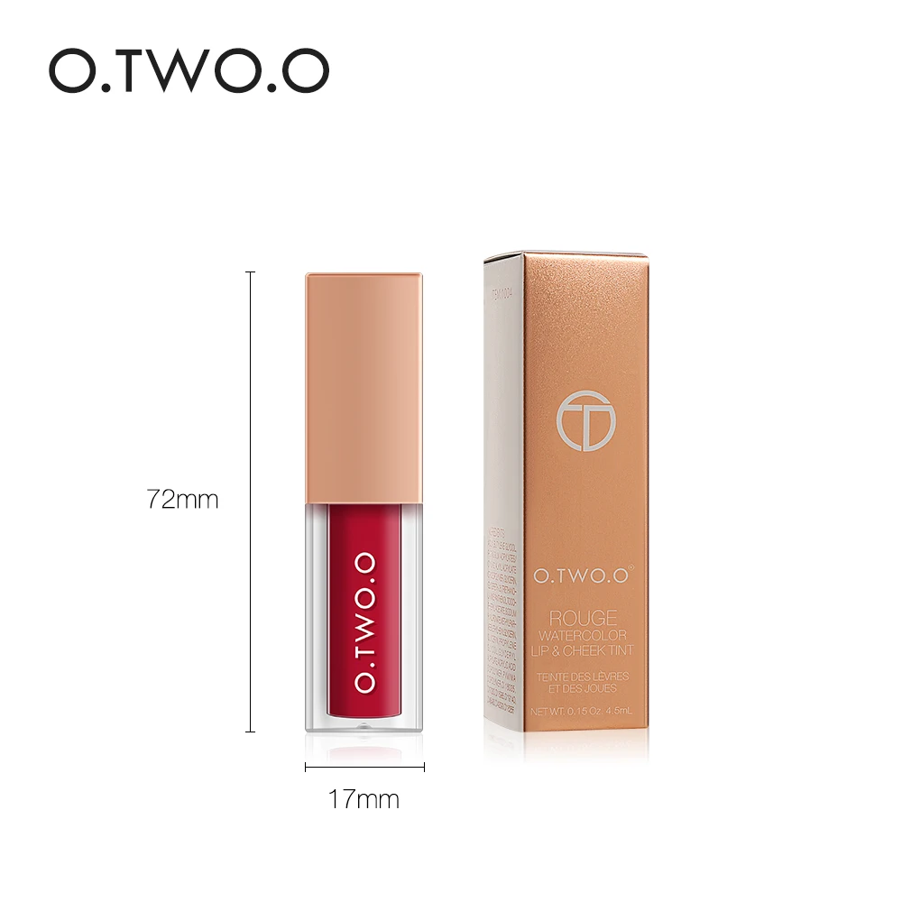 O.TWO.O 2 In 1 Lip Gloss &amp Liquid Blusher Double Effect Long Lasting Waterproof Soft Silky Smooth Lipstick Official Products |