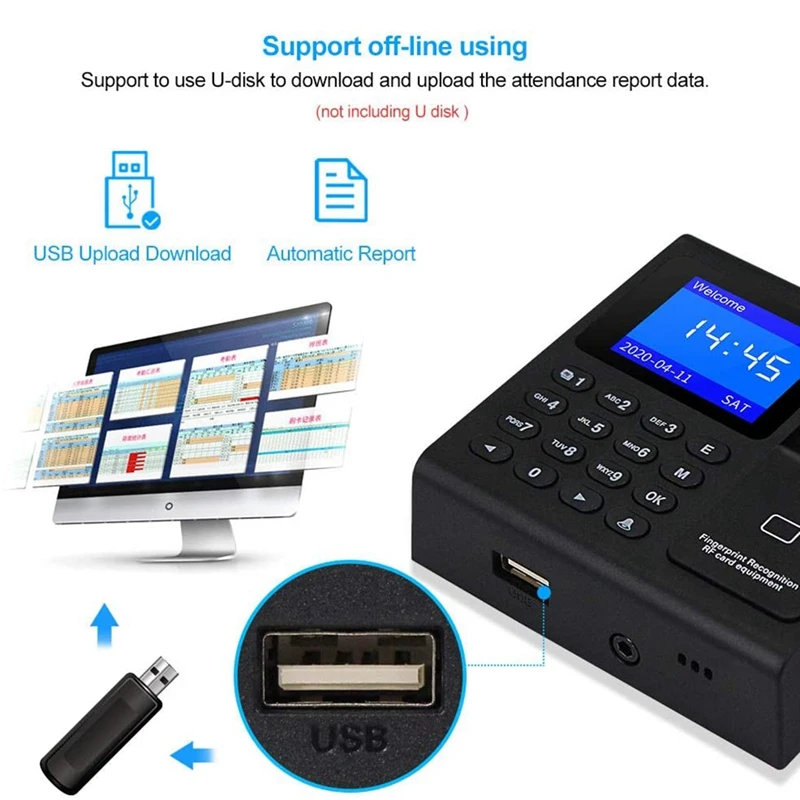 biometric rfid access control system rfid keypad usb fingerprint system electronic time clock attendance machine free global shipping