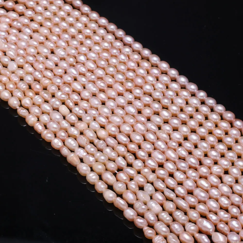 Бусы из натурального пресноводного жемчуга розовый высокое качество A-AAA рисовый