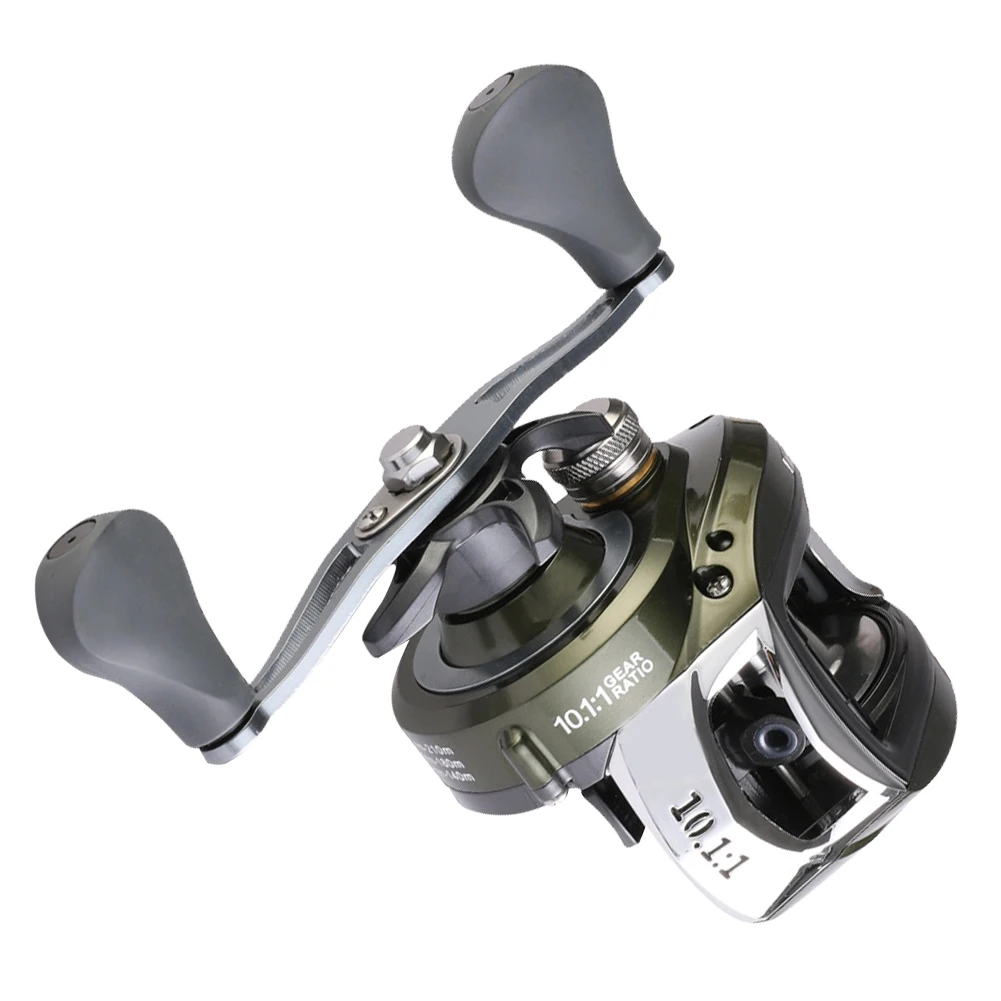 

Baitcasting Fishing Wheel 10.1/1 Gear Ratio Non-slip Grip Spinning Wheel Metal Low Profile Baitcasting Fishing Reel