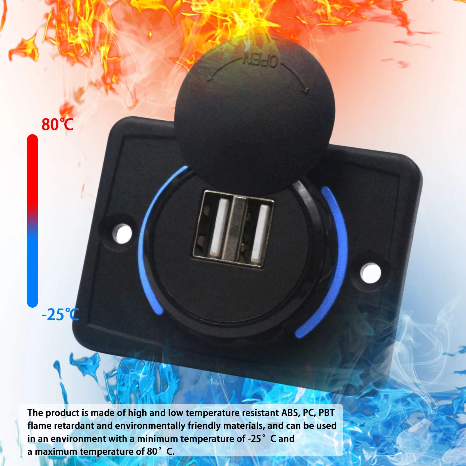 

Car Dual Black USB Charger Socket Power Outlet Adapter 12V Waterproof Dual USB Ports Fast Charge For Smartphone Car Boat Marine