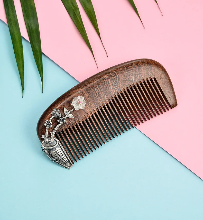 

S925 Silver Wooden Comb for Chinese Wedding