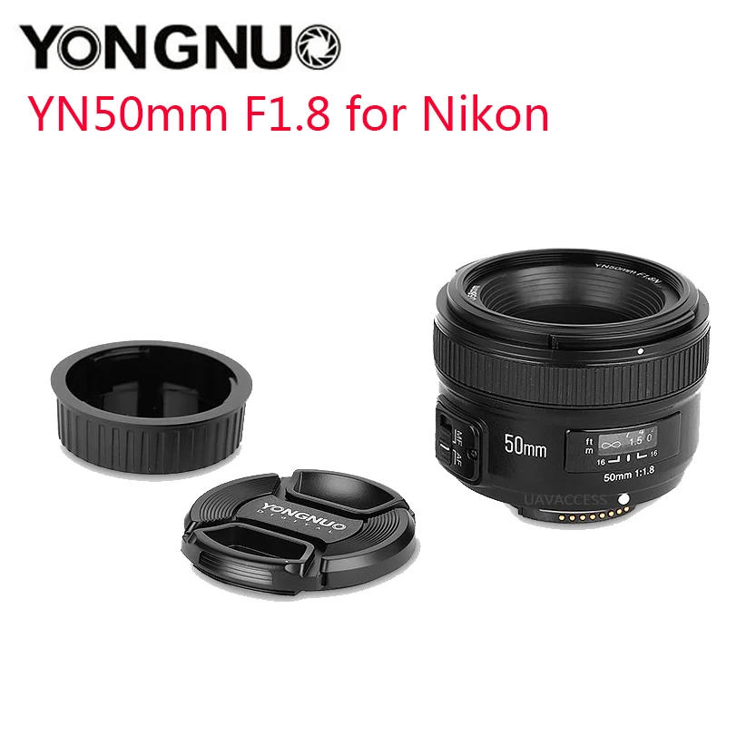 Светодиодная лампа для видеосъемки YONGNUO YN50mm F1.8 с фиксированным фокусным расстоянием большой апертурой Автофокус Объектив для Nikon D5300 D5200 D5100 D3300 D3200 D800 D700 D300 аксессуар для камеры DSLR