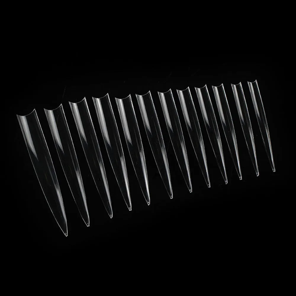 

120pcs/Bag XXXL Extra Long Stiletto False Nail Tips Half Cover 12 Sizes Fake Nails Acrylic Transparent Salon Supply VO-9