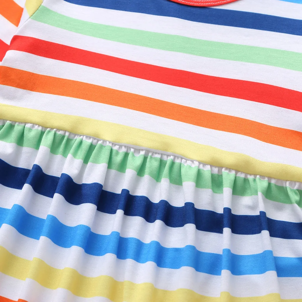 2019 autumn and winter modelsBaby Kids Girls Long Sleeve Color Stripe Princess One-Piece Dress AutumnFalling transport | Детская одежда