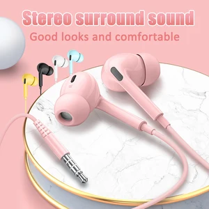 3 5mm wired jack casqu headset with mic auricular con cable earbuds for callphone music sports stereo headphones in ear earphone free global shipping