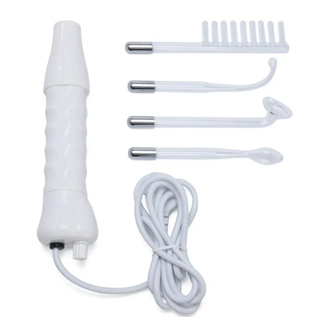 Electrotherapy Wand Glass Tube Comb High Frequency Bactericidal Acne Spot Remover Hair Facial Body Spa Beauty Care White