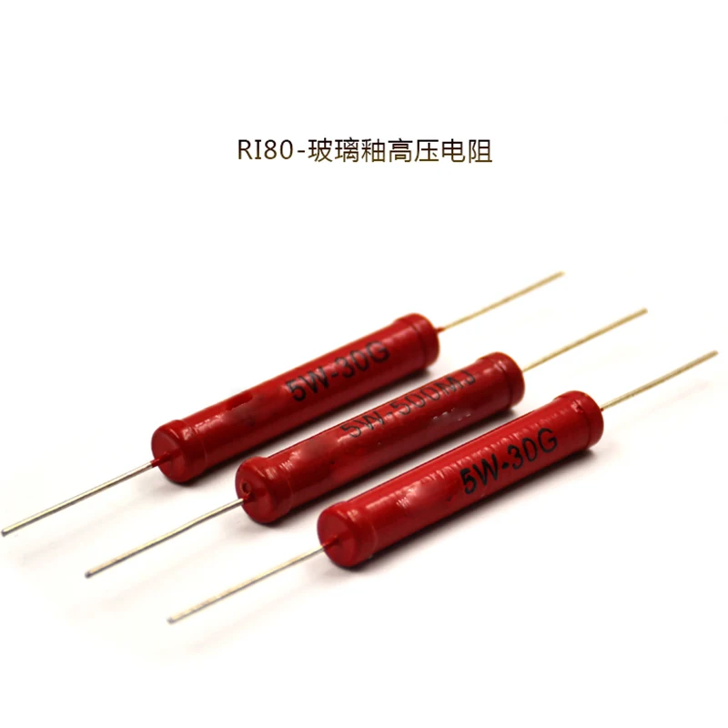 

New 1PCS RI80 5W 10M High Voltage Glass Glaze Film Resistor 20M 30M 50M 100M