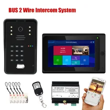 7 Inch Wireless Wifi1/2 Monitor BUS 2 Wire RFID Video Door Phone Intercom systems Support Remote APP home Access Control System