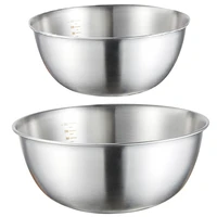 2pcs stainless steel bowls mixing bowl with scale deep mixing egg bowls non slip kitchen bowl for baking salad cooking