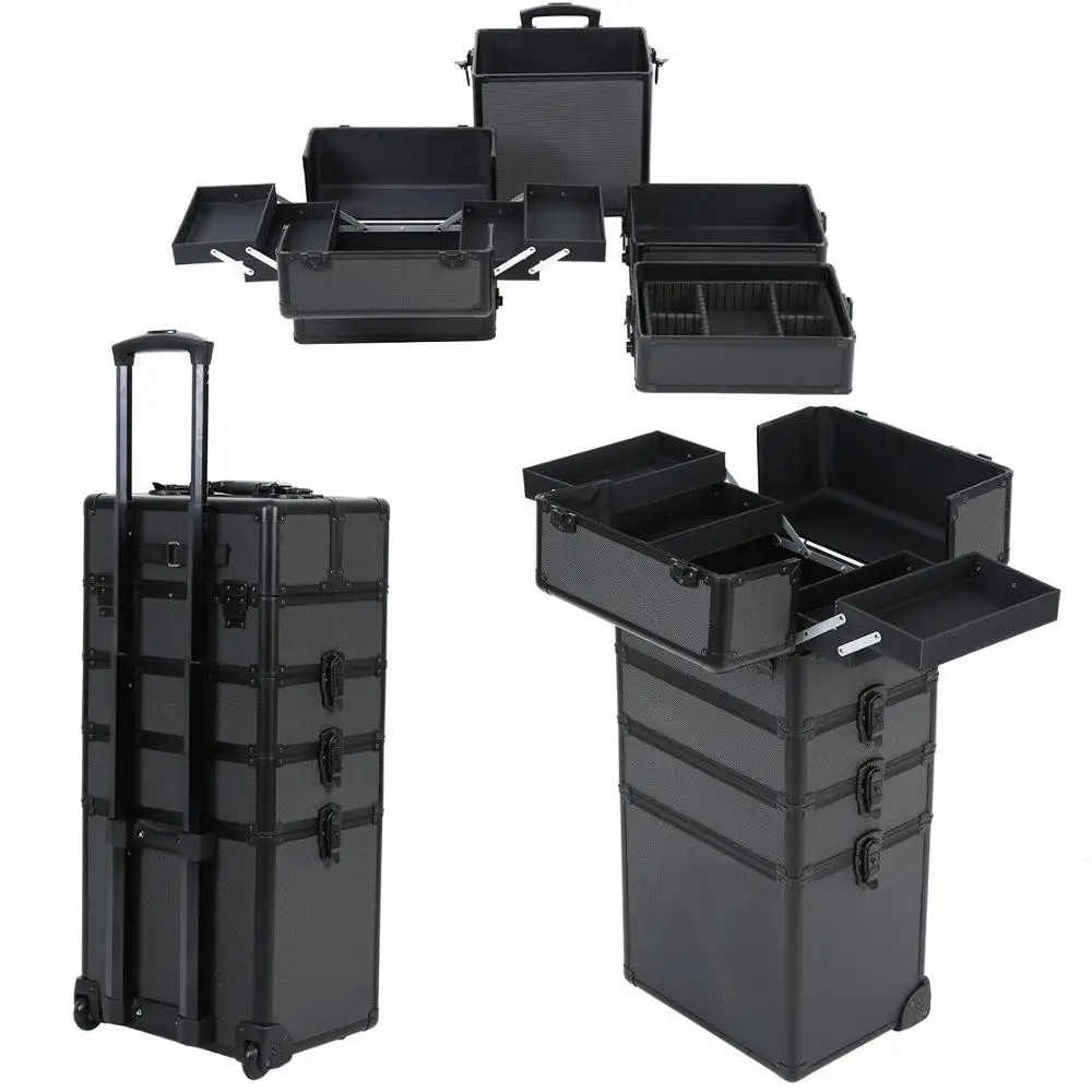 Многослойный вместительный косметический чехол для женщин чемодан на колесиках