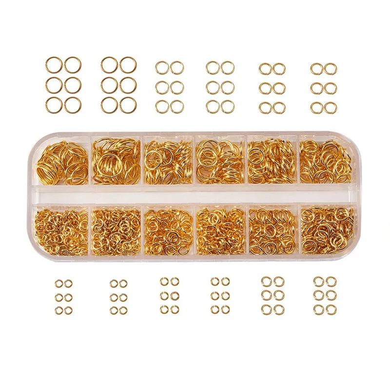 Golden 4/5/6/7/8/10 мм прыжок с кольцом, металлические компоненты ювелирных изделий 1 коробка латуни близкий, но распаян, темно-серый цвет красный Медь серебристого металла золотой - Цвет: Golden