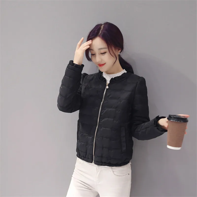 

Осенне-зимняя женская куртка, новинка 2019, тонкая женская хлопковая куртка с круглым вырезом, женское маленькое пальто, короткое пальто Cw711