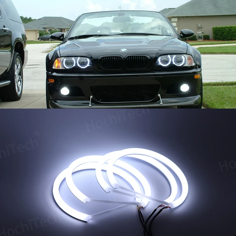 WHITE  LED Headlight Halo Angel Demon Eyes Kit angel eyes light for BMW 3 series E46 sedan touring wagon coupe compact 1998-2005