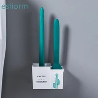 cactus toilet brush and holder set plastic long handle toilet bowl cleaner brush for bathroom toilet cleaning brush wall mounted