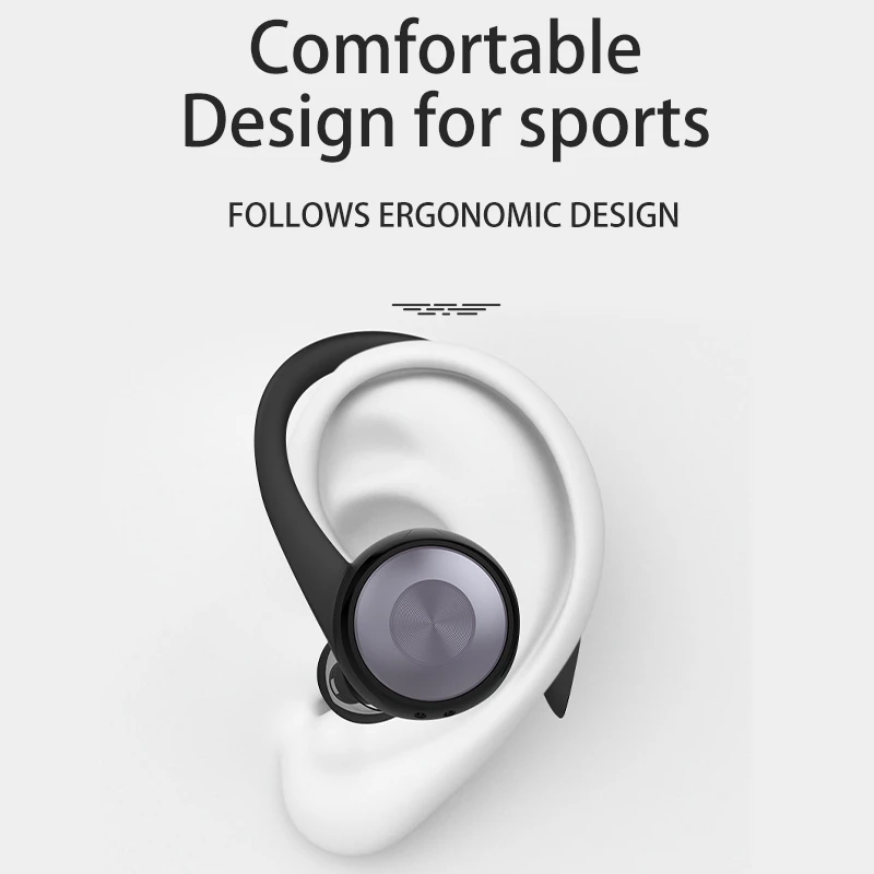CALETOP TWS Bluetooth 5.0 Earphone Sports Wireless Earphones Ear Hook Noise Reduction Headphones Stereo Sound Headset with MIC