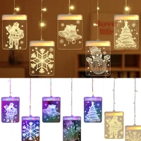 usb icicle light christmas decoration led curtain lights wall window santa claus 3d effect backdrop hanging party fairy lights
