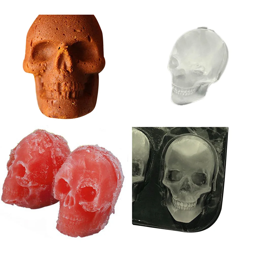 Силиконовый лоток для льда с черепом четыре ровных силиконовых инструмента