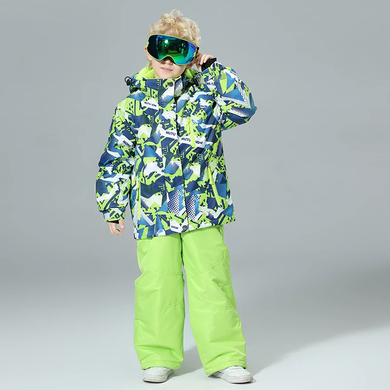 Водонепроницаемые лыжные костюмы Супер теплая зимняя детская куртка и штаны
