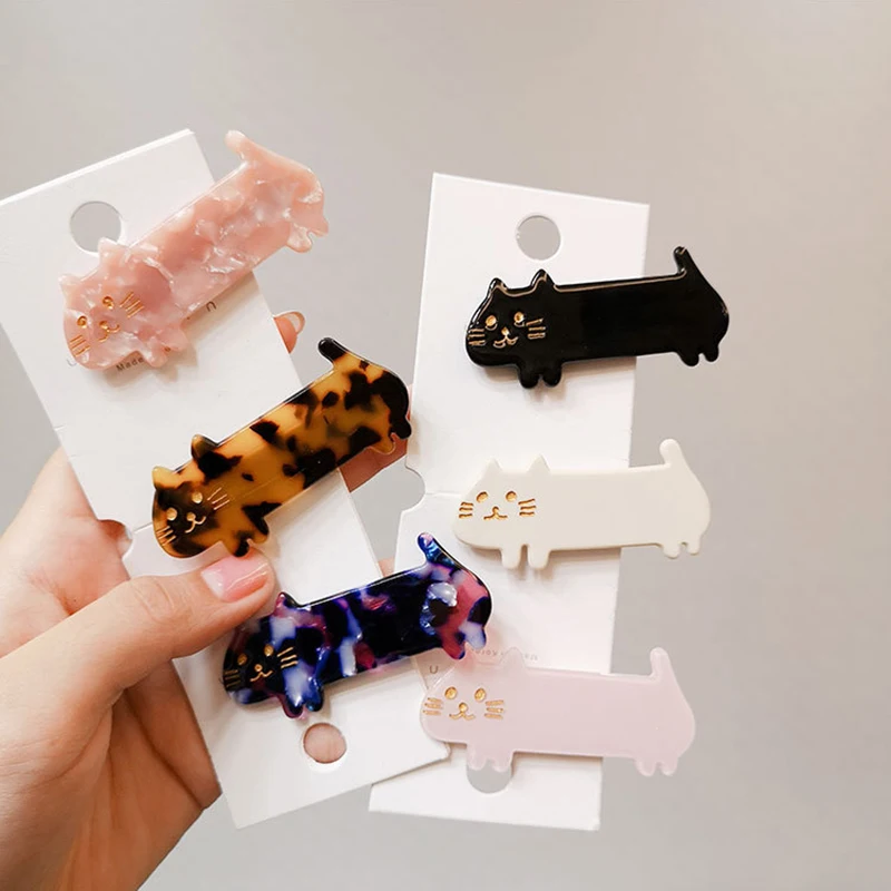 

Romantic Cute Girls Hair Pin Fashion New Animal Barrettes Hairpins Classic Cat Acetate Hair Clips For Women Hair Accessories
