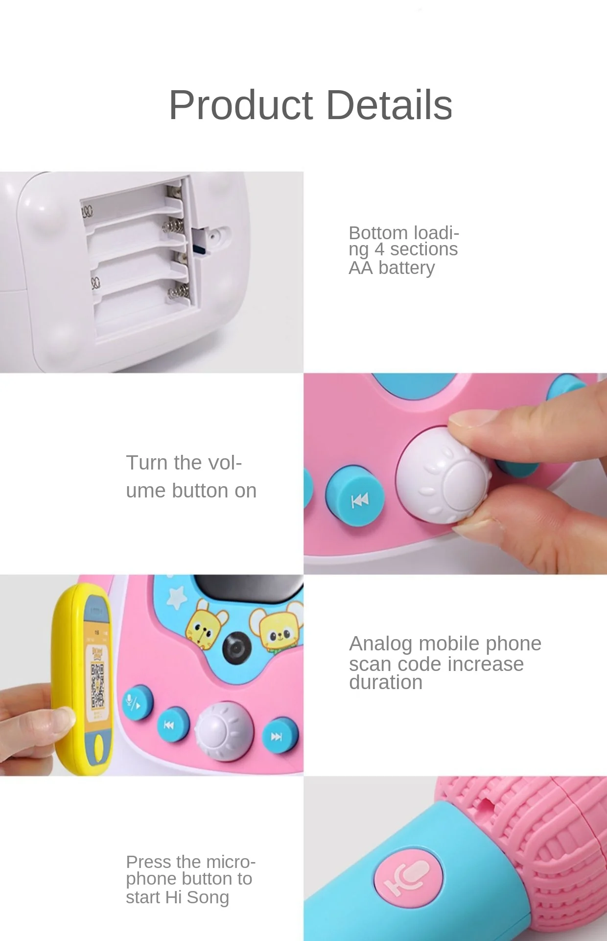 

Children's Bluetooth Battery Charging Karaoke Machine with Microphone Karaoke Baby Wireless Stereo Integrated Microphone