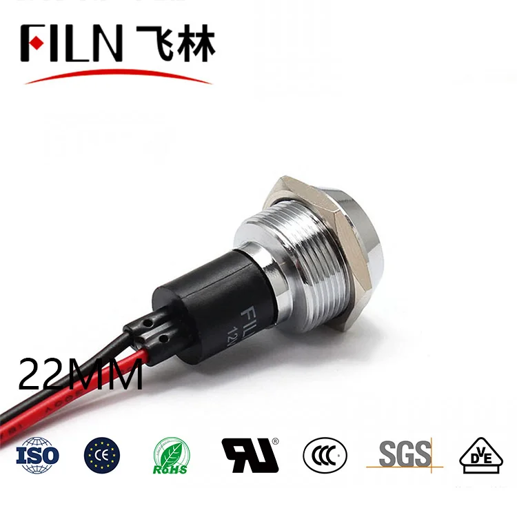 FILN Metal 22mm Mounting Size Wired Terminal Indicator Light 12v 24v 110v 220v LED indicator light | Лампы и освещение