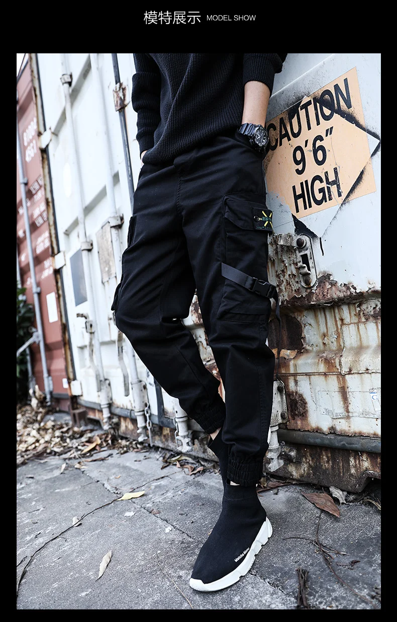 New Streetwear Men's Multi Pockets Cargo Harem Pants Hip Hop Casual Male Track Pants Joggers Trousers Fashion Harajuku Men Pants aladdin trousers