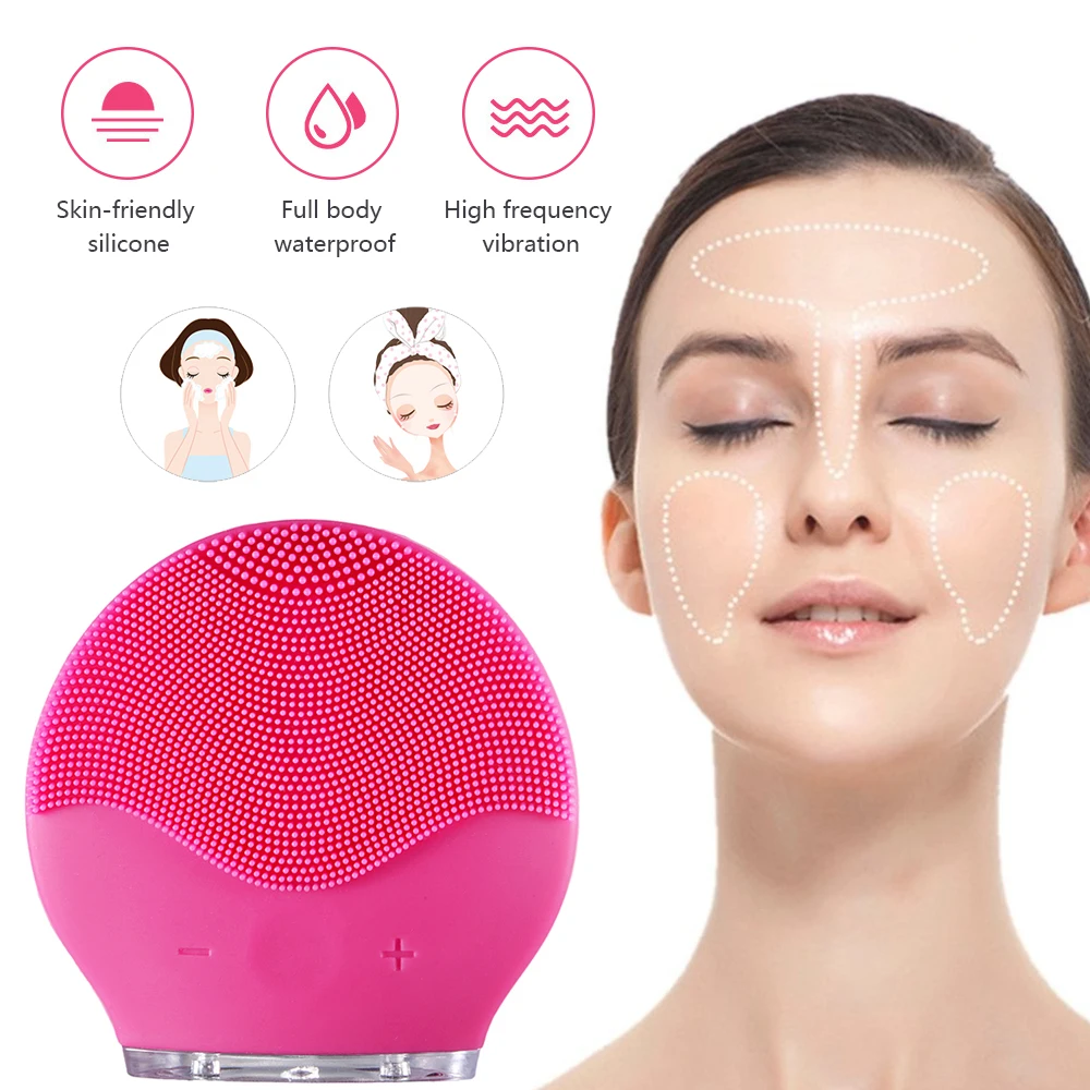 Очищающая щетка для лица Facial Cleanser Washing Brushes Face Cleaning Brush Electric Mini Waterproof Silicone Clean on