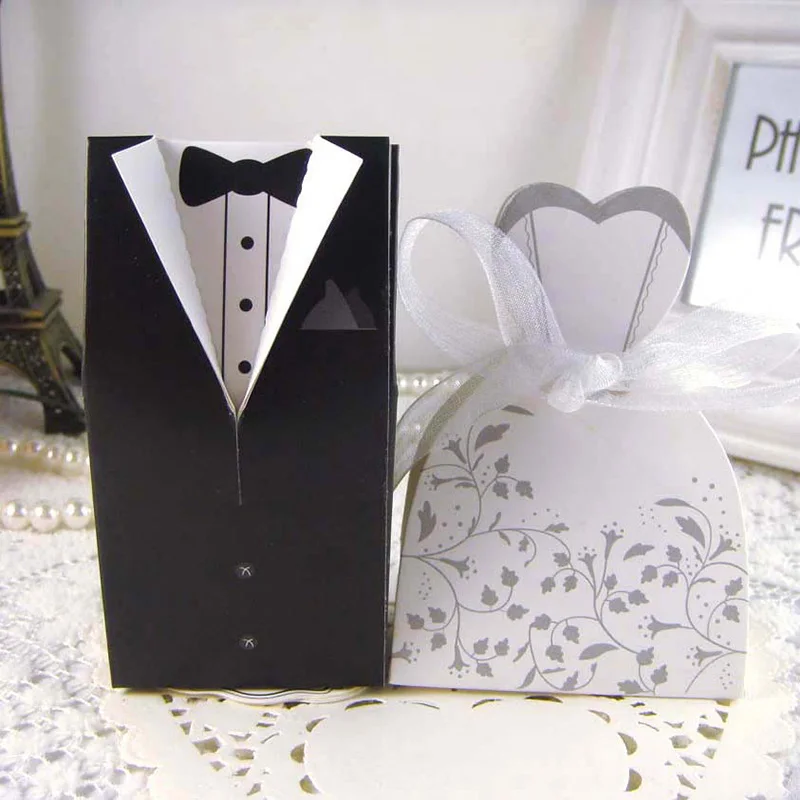 Bride and Groom 3 10 шт./лот, свадебные платья жениха и невесты, коробка для конфет, подарочные сумки, коробки для подарков, свадебная бонбоньерка, сделай сам, вечерние украшения для мероприятий - Цвет: Bride and Groom 3