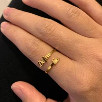 custom double name rings adjustable personlized gold color women ring wedding couple rings for girl jewelry stainless steel gift