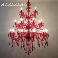 european style red crystal chandelier lighting moderne home decor led lamp living room hotel villa engineering customization
