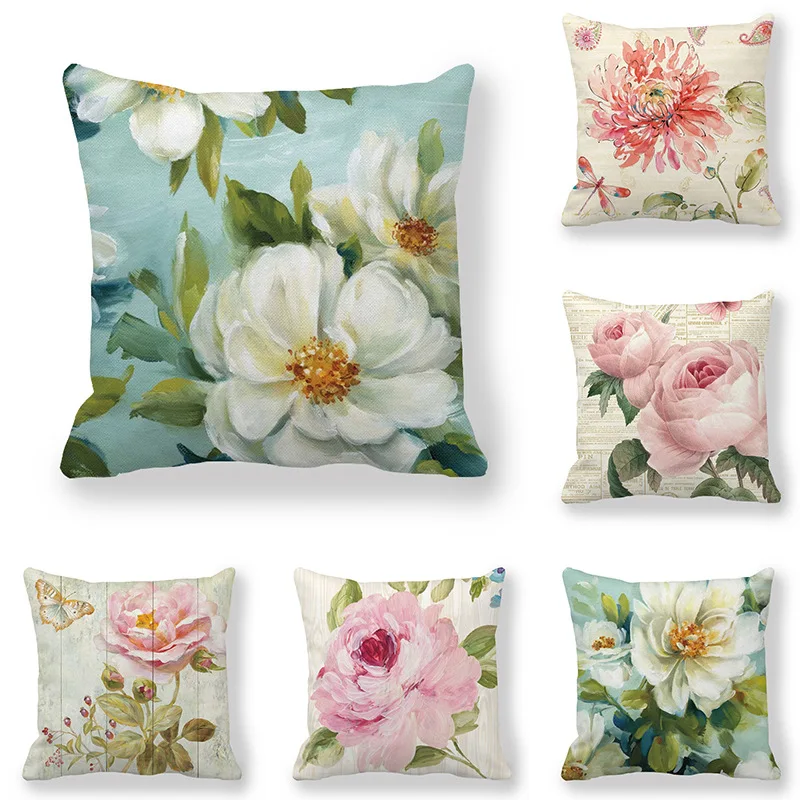 Chrysanthemum Flower Cushion Plum Blossom Lavender Pillow Home Sofa Chair Floral Decorative Pillow