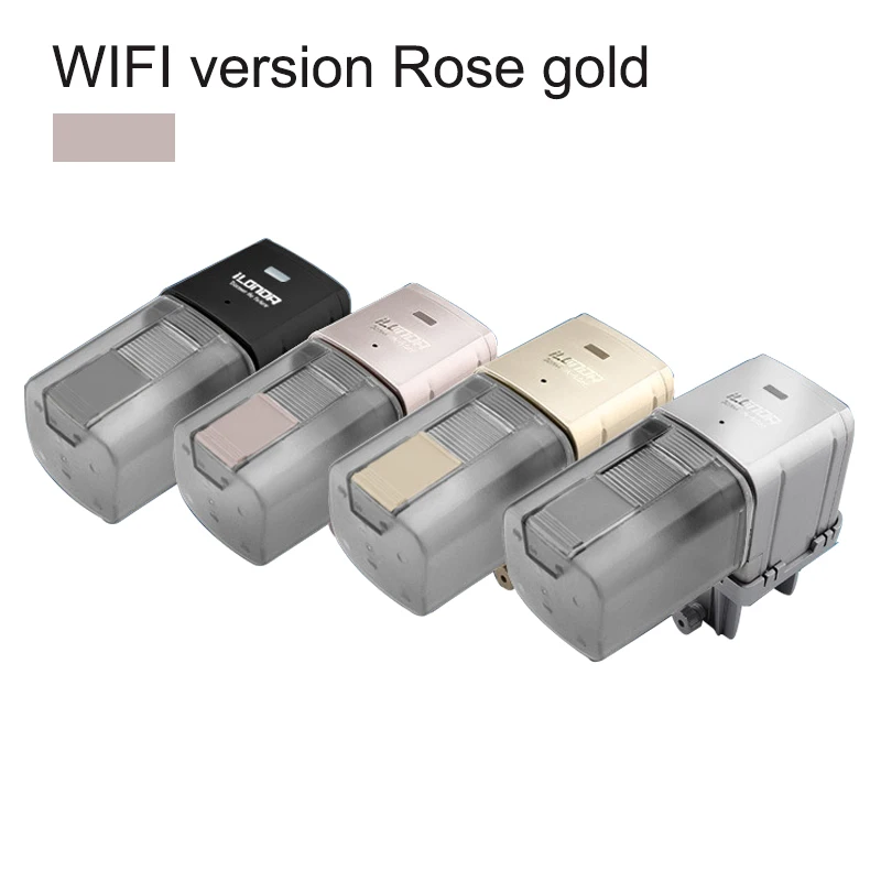 WiFi Rose gold Автоматическая аквариумная кормушка SUNSUN с дистанционным управлением, беспроводной Wi-Fi, автоматический таймер, кормушка для рыб, аквариумные аксессуары, 170 мл - Цвет: WiFi Rose gold