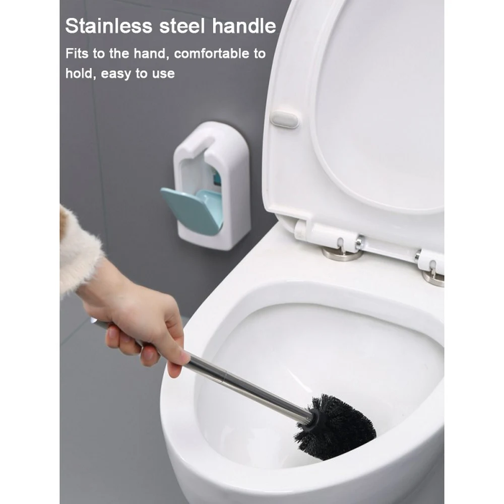 

Soft Silicone Long Handle Toilet Brush Wall-mounted Bathroom Toilet Brush Holder Set Cleaning for Bathroom Accessories