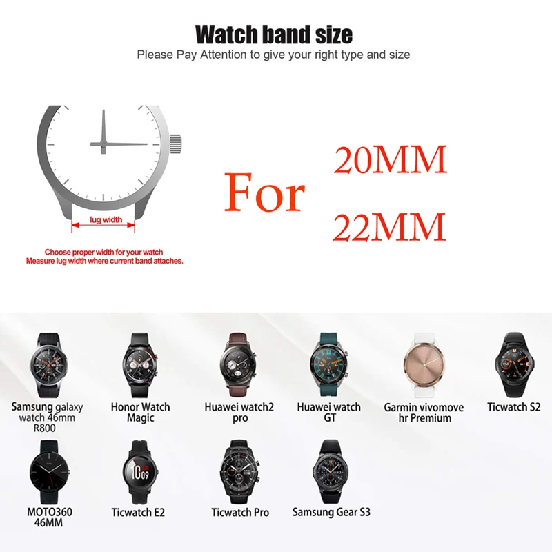 

20/22mm watch band for Huawei Watch GT 2E/Active Honor Magic Watch 2 Replacement strap for Samsung Galaxy 42/46 gear s3 frontier
