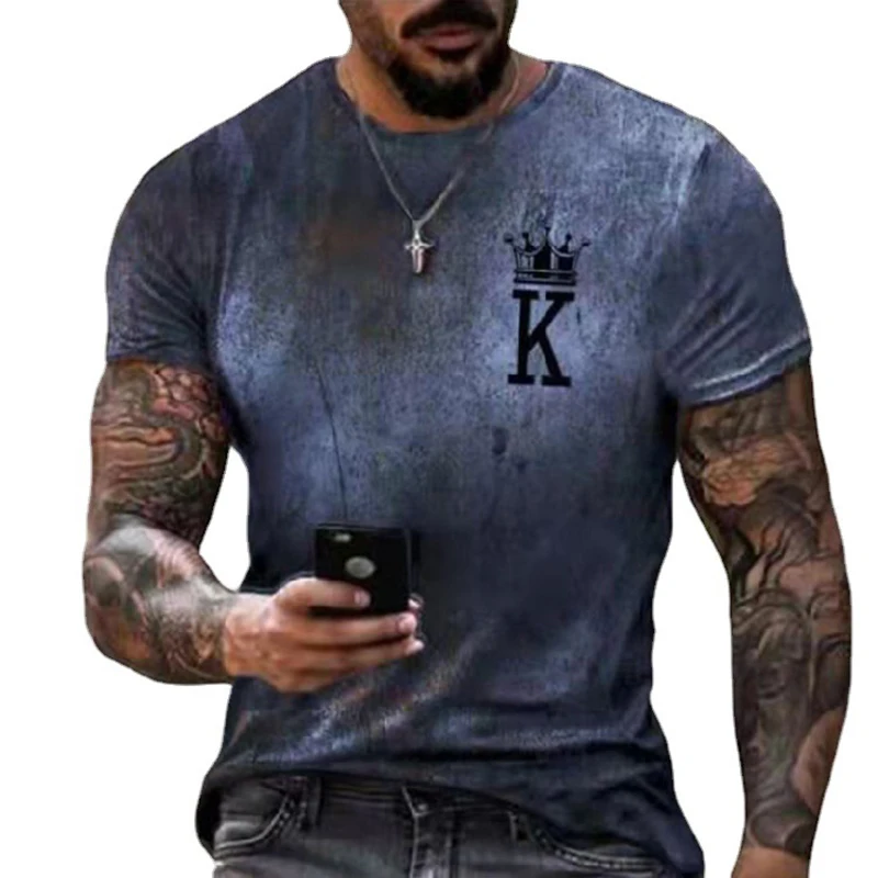 

2021 new style Summer fashion crown K printing cotton crewneck short-sleeved t-shirt men tops t shirt