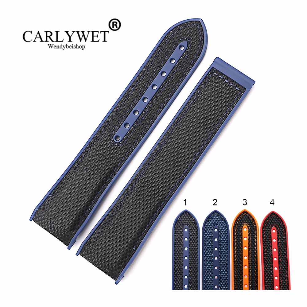 

CARLYWET 20 22mm Wholesale Hot Sell Rubber Silicone With Nylon Replacement Watch Band Strap Belt For Planet Ocean 45 42mm