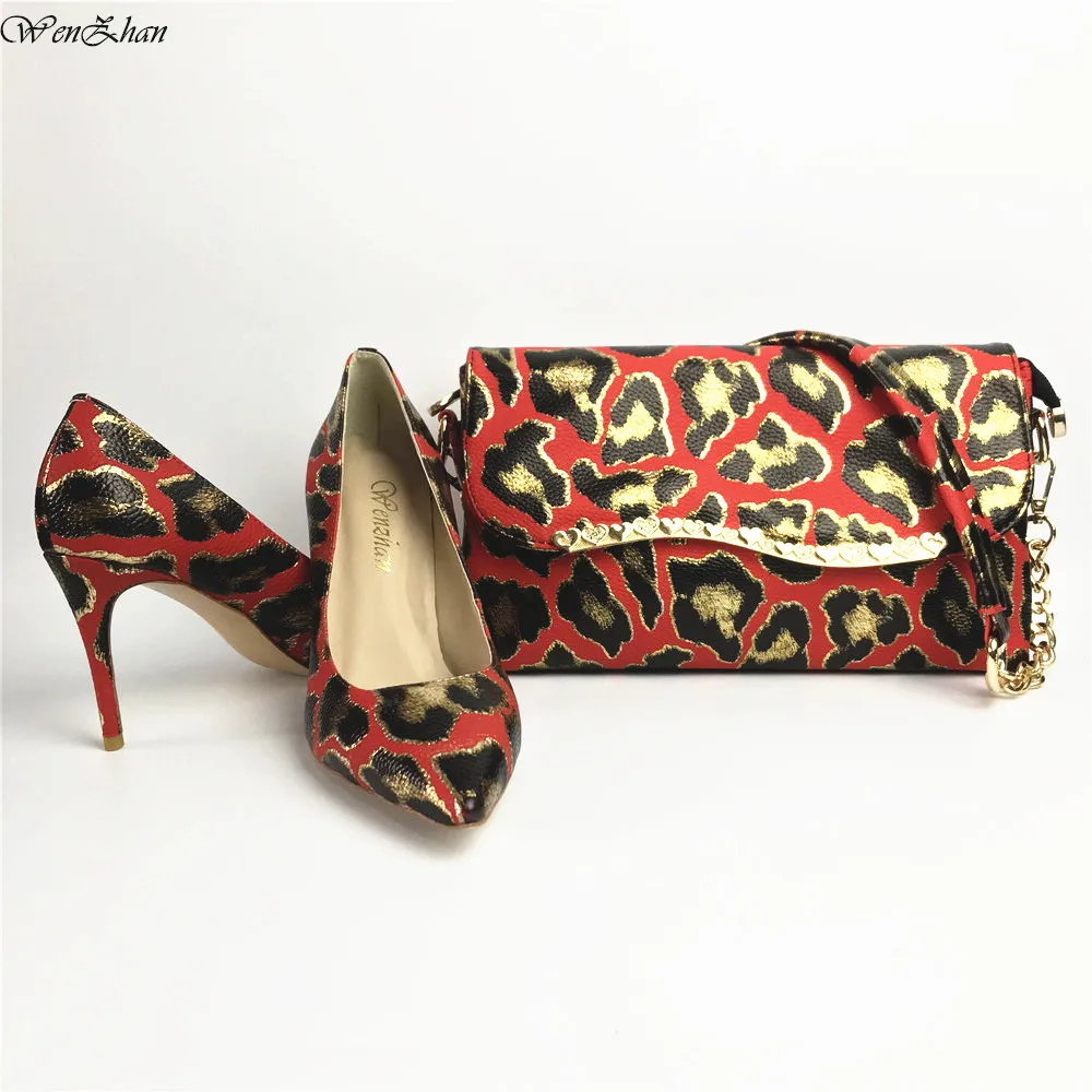 

Charming Red HandBag Sac With Matching slip on shoes high heel pumps 36-43 For Any Event Party WENZHAN A19-5
