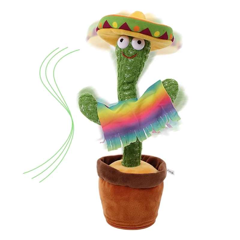 

K3NE Dancing Cactus Electronic Cactus Toy, Electronic Vibration Dancing Cactus, Singing And Swinging Straw Hat Potted Plant
