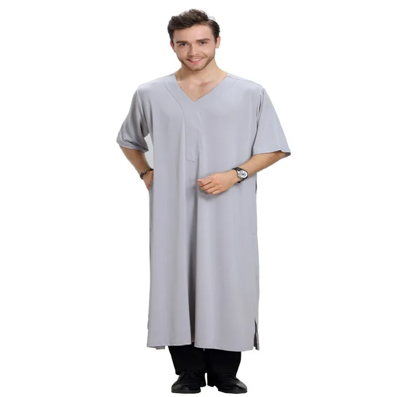 Muslim Arab Middle East V-neck men robe muslim thobe mens arabic clothing thobe men muslim men robe men dress saudi
