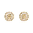 Женские серьги-клипсы без пирсинга, элегантные серьги-гвоздики в Корейском стиле с круглой розой геометрического дизайна, Подарочная бижутерия для вечеринок, 2021