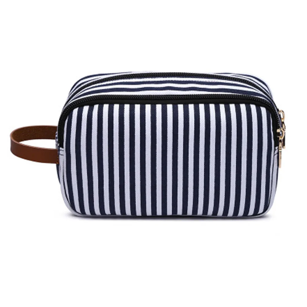 Travel Toiletry Cosmetic Organizer Bag Double Layers Canvas Shaving Kit Stripe Pouch K-BEST | Багаж и сумки