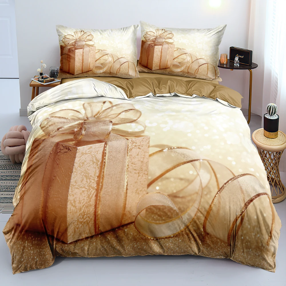 

3D Custom Aesthetic Bed Linen Marry Christmas Bedding Sets Camel Comforter/Quilt/Duvet Cover Set King Queen 140x210 Bedspreads
